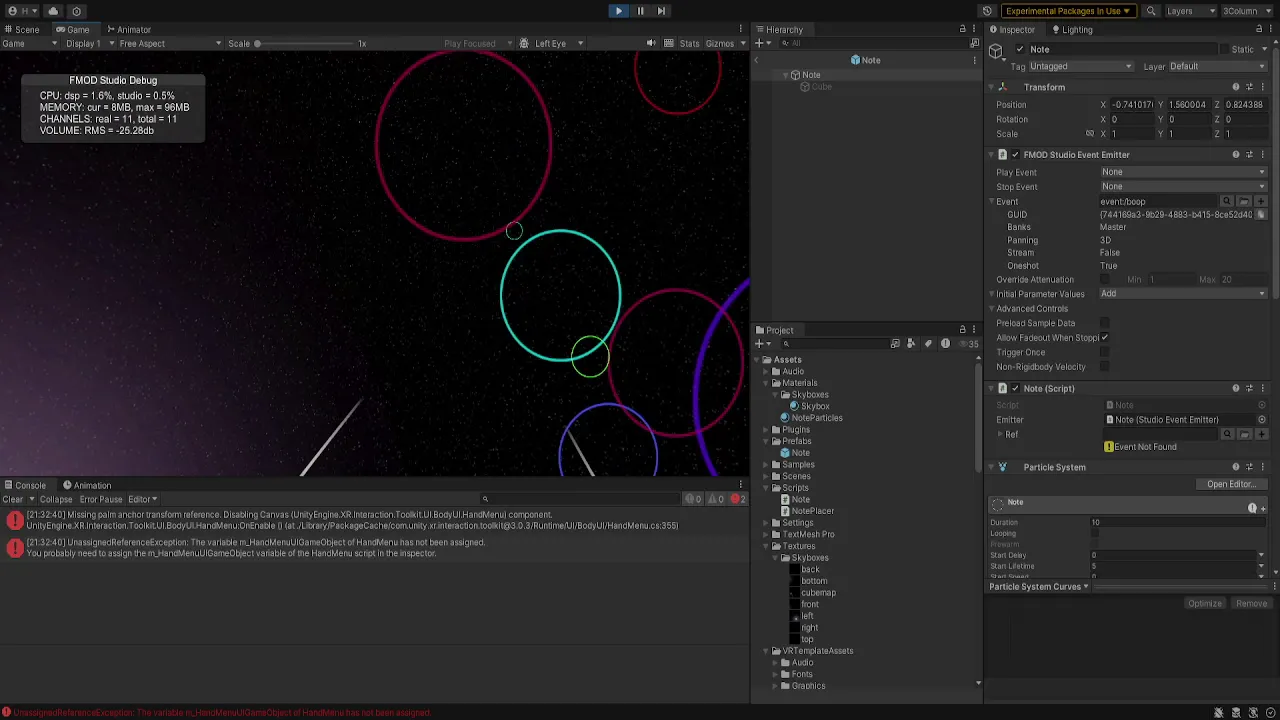 (Figure 1) Experimental VR Audio-Visual Experience. A video can be found at https://youtu.be/U1BwLTJAaQQ