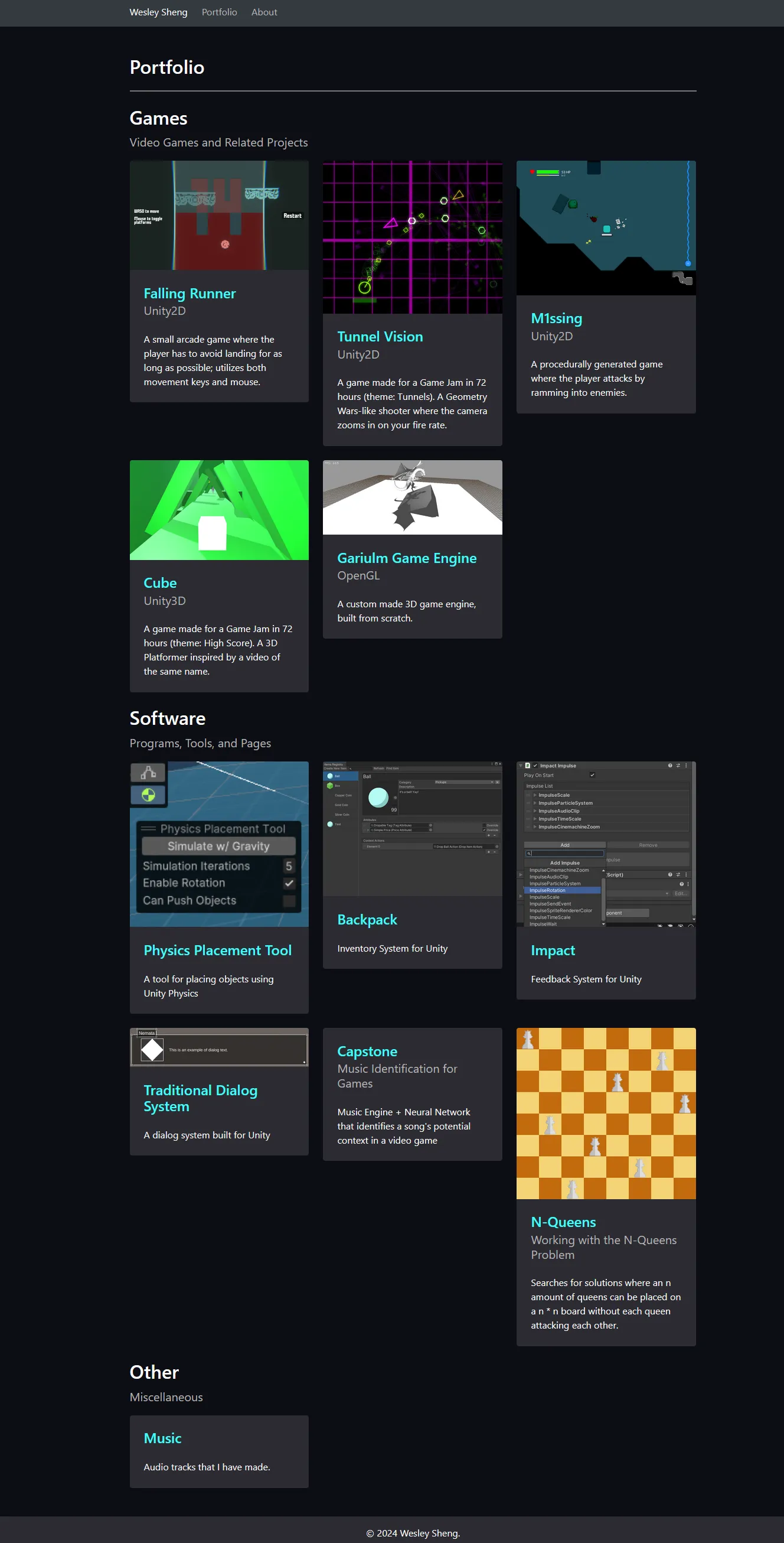 A screenshot of the 2022 projects page.